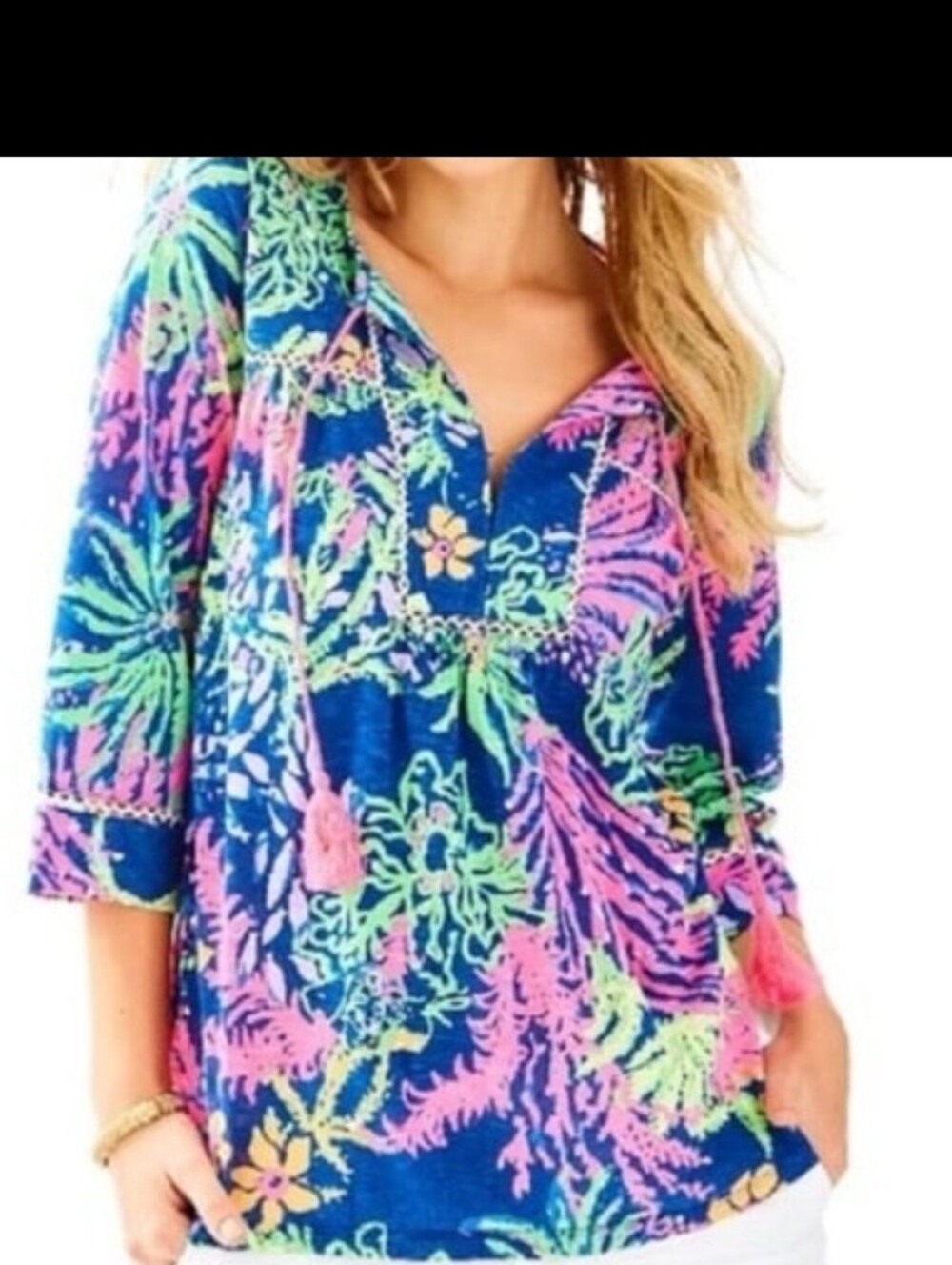 Lilly Pulitzer Tunic Sz Large Euc Pink Blue